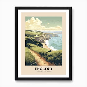 South West Coast Path England 4 Vintage Hiking Travel Poster Art Print