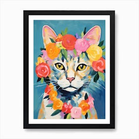 Singapura Cat With A Flower Crown Painting Matisse Style 2 Art Print
