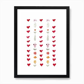 Nursery Flowers Hearts 2 Art Print