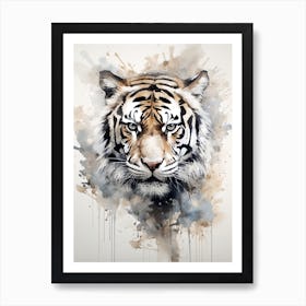 Tiger Art In Ink Wash Painting Style 2 Art Print