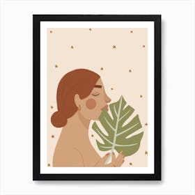 Femme Plante Affiche Minimaliste pour Salon