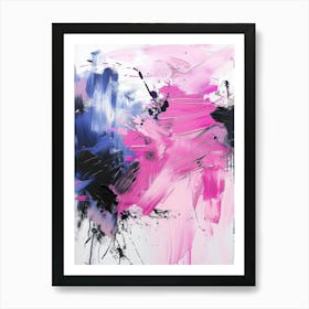 Pink And Black Abstract Painting Art Print