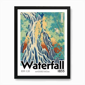 Hokusai Waterfall Graphic Poster Mount Kurokami Modern Art Print