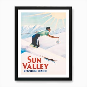 Sun Valley Idaho Vintage Ski Poster 1 Art Print