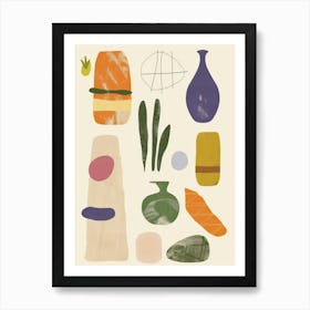 Abstract Objects Flat Illustration 14 Art Print