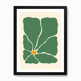 Abstract Flower 03 - Green Art Print