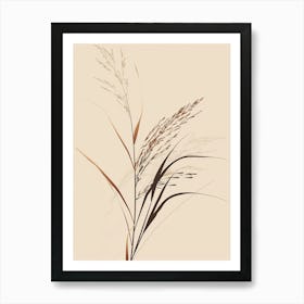 Grass Plant Minimalist Illustration 2 Art Print