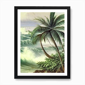 Crashing Waves Landscapes Waterscape Vintage Illustration 1 Art Print