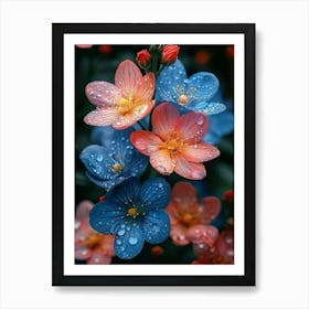 Blue And Pink Flowers Art Print