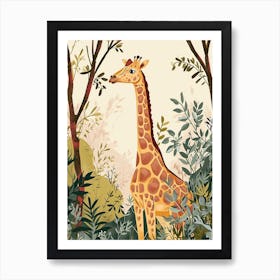 Storybook Style Illustration Of A Giraffe 8 Art Print