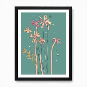 Pink palm trees Art Print