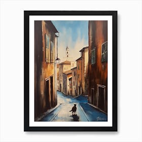 Painting Of Florence With A Cat In The Style Of Surrealism, Dali Style 1 Art Print