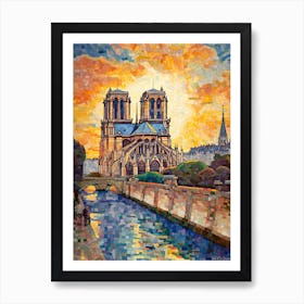 Notre Dame Paris France Paul Signac Style 3 Art Print