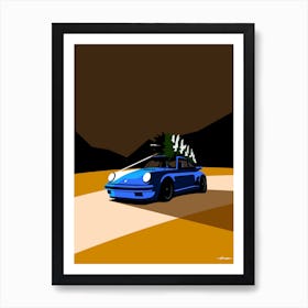 Porsche 911 - Christmas Tree - Retro Desert Art Print