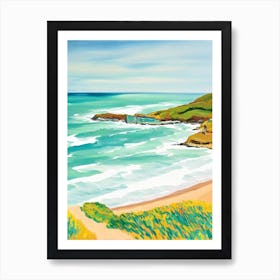 Newquay Beach, Cornwall Contemporary Illustration 2  Art Print