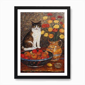 Aster With A Cat 1 Art Nouveau Klimt Style Affiche