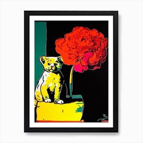 Ranunculus With A Cat 4 Pop Art  Art Print