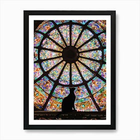 Cat In Stained Glass Window 6 Art Print