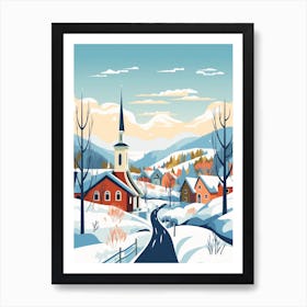 Vintage Winter Travel Illustration Abisko Sweden 1 Art Print