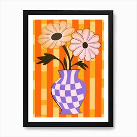 Wild Flowers Orange Tones In Vase 2 Art Print
