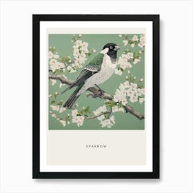 Ohara Koson Inspired Bird Painting Sparrow 3 Poster Art Print