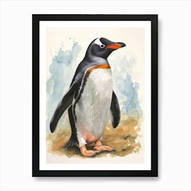 Humboldt Penguin Salisbury Plain Watercolour Painting 3 Art Print