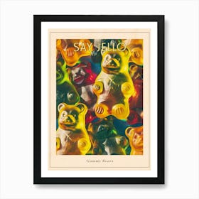 Retro Gummy Bears Candy Sweets Pattern 4 Poster Art Print