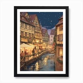 Vintage Winter Illustration Colmar France 1 Art Print