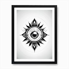 Chakra Series, Symbol, Third Eye Simple Black & White Illustration 2 Art Print