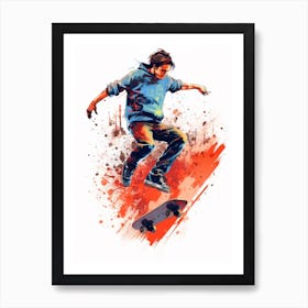 Skateboarding In Malmö,Sweden Gradient Illustration 1 Art Print