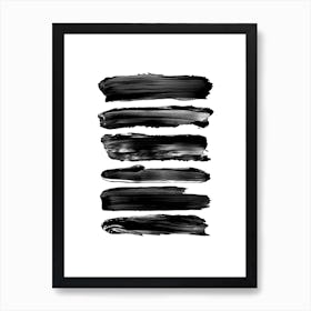 Brush Strokes In Black Art Print