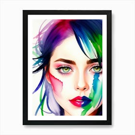 Girl With Colorful Hair 3 Art Print