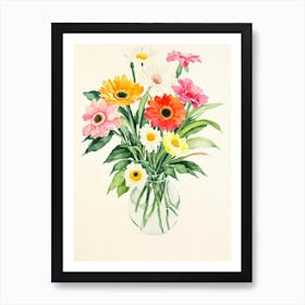Gerberas 1 Vintage Flowers Flower Art Print