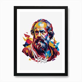 Plato 03 Portrait WPAP Pop Art Art Print