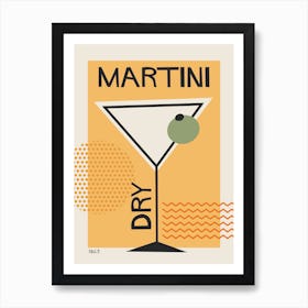 Dry Martini Retro Cocktail  Art Print