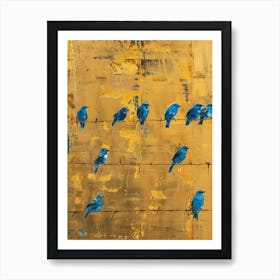 Blue Birds On A Wire 7 Art Print