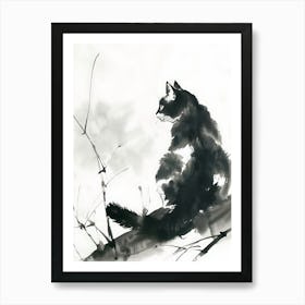 Cat Sitting On A Branch Art Print