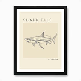 Mako Shark Vintage Illustration 4 Poster Art Print
