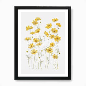 Yellow Cosmos Flowers Art Print