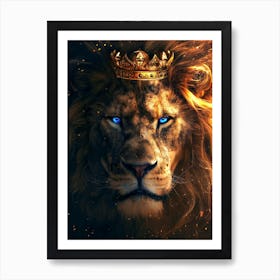 Lion With Blue Eyes Art Print