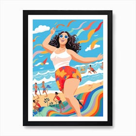 Body Positivity Day At The Beach Colourful Illustration  8 Art Print