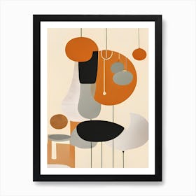 Orange Grey Abstract Painting Poster