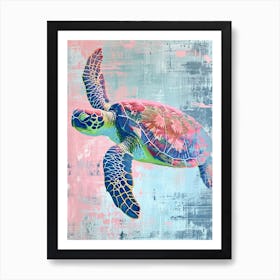 Impasto Pastel Sea Turtle Painting 3 Art Print