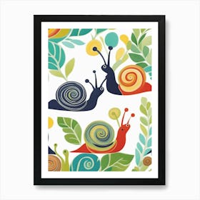 Snails And Leaves 1 Art Print