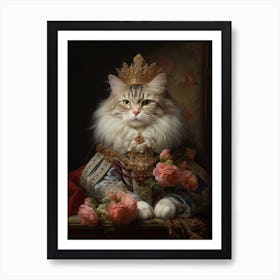 Cat In Medieval Robes Rococo Style  1 Art Print