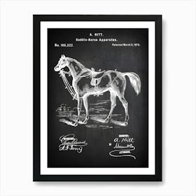 Horse Saddle Patent, Saddle Bridle Art, Horse Riding Gifts, Horse Saddle Wall Decor, Horse Poster, Horse Rider Print, Patent, Hh3221 Art Print