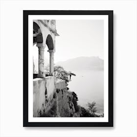 Amalfi Coast, Italy, Black And White Analogue Photograph 1 Art Print