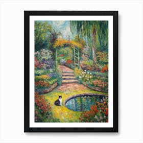 Painting Of A Cat In Garden Of Cosmic Speculation, United Kingdom In The Style Of Impressionism 02 Art Print