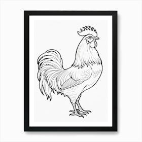 Rooster Chicken Coloring Page Bird Wildlife Animal Drawing Art Print