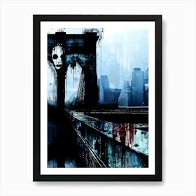 Creepy Brooklyn Bridge New York City Scene Art Print